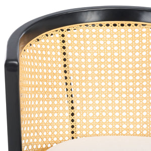 Safavieh Edan Dining Chair - Mid-Century Modern Design With Rattan-Textured Barrel Back For Stylish Comfort Black / White DCH1500B