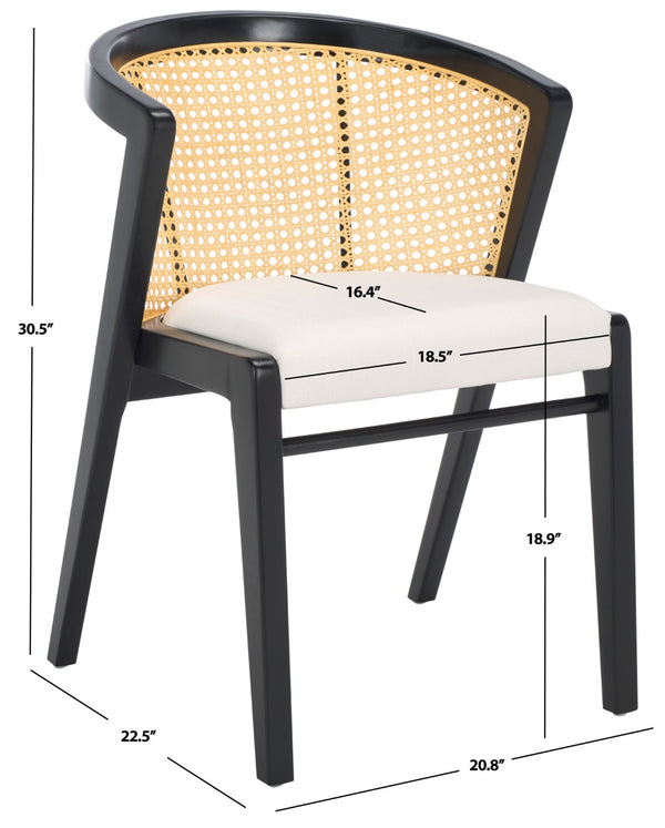 Safavieh Edan Dining Chair - Mid-Century Modern Design With Rattan-Textured Barrel Back For Stylish Comfort Black / White DCH1500B