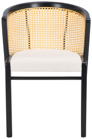 Safavieh Edan Dining Chair - Mid-Century Modern Design With Rattan-Textured Barrel Back For Stylish Comfort Black / White DCH1500B