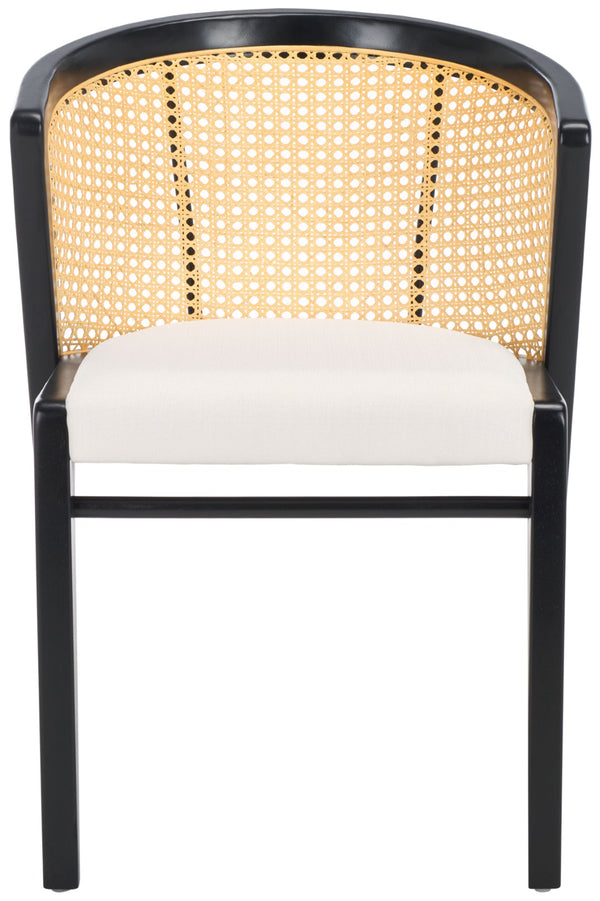 Safavieh Edan Dining Chair - Mid-Century Modern Design With Rattan-Textured Barrel Back For Stylish Comfort Black / White DCH1500B