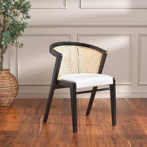 Safavieh Edan Dining Chair - Mid-Century Modern Design With Rattan-Textured Barrel Back For Stylish Comfort Black / White DCH1500B