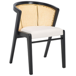 Safavieh Edan Dining Chair - Mid-Century Modern Design With Rattan-Textured Barrel Back For Stylish Comfort Black / White DCH1500B