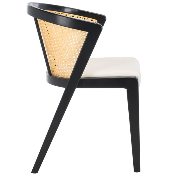 Safavieh Edan Dining Chair - Mid-Century Modern Design With Rattan-Textured Barrel Back For Stylish Comfort Black / White DCH1500B