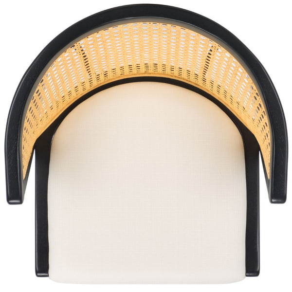 Safavieh Edan Dining Chair - Mid-Century Modern Design With Rattan-Textured Barrel Back For Stylish Comfort Black / White DCH1500B