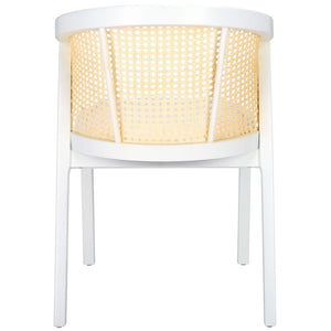 Safavieh Edan Dining Chair - Mid-Century Modern Design With Rattan-Textured Barrel Back For Stylish Comfort White / White DCH1500C
