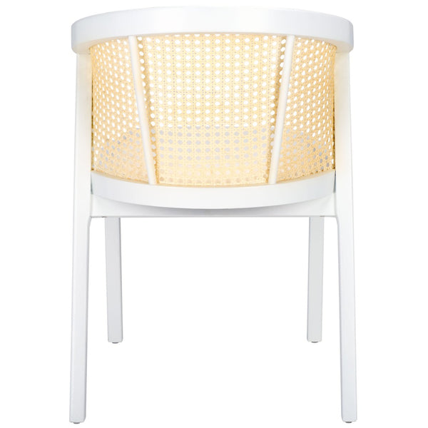 Safavieh Edan Dining Chair - Mid-Century Modern Design With Rattan-Textured Barrel Back For Stylish Comfort White / White DCH1500C