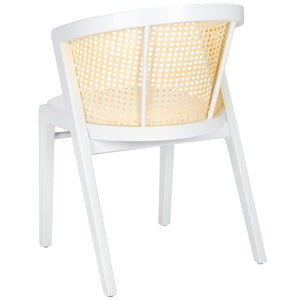 Safavieh Edan Dining Chair - Mid-Century Modern Design With Rattan-Textured Barrel Back For Stylish Comfort White / White DCH1500C