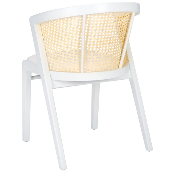Safavieh Edan Dining Chair - Mid-Century Modern Design With Rattan-Textured Barrel Back For Stylish Comfort White / White DCH1500C