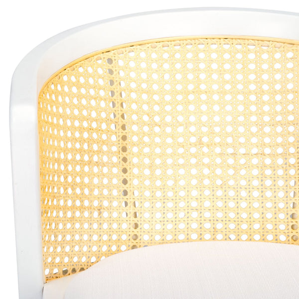 Safavieh Edan Dining Chair - Mid-Century Modern Design With Rattan-Textured Barrel Back For Stylish Comfort White / White DCH1500C