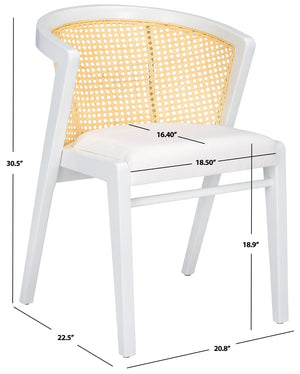 Safavieh Edan Dining Chair - Mid-Century Modern Design With Rattan-Textured Barrel Back For Stylish Comfort White / White DCH1500C