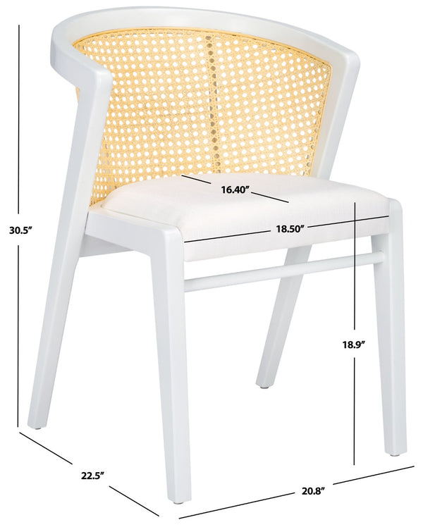 Safavieh Edan Dining Chair - Mid-Century Modern Design With Rattan-Textured Barrel Back For Stylish Comfort White / White DCH1500C