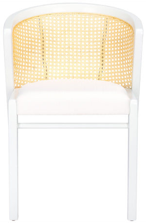 Safavieh Edan Dining Chair - Mid-Century Modern Design With Rattan-Textured Barrel Back For Stylish Comfort White / White DCH1500C