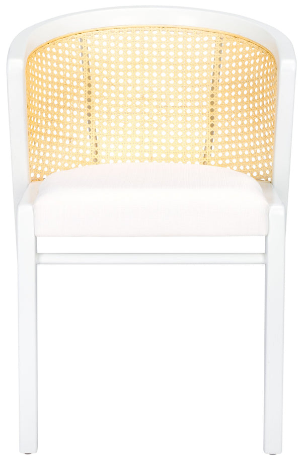 Safavieh Edan Dining Chair - Mid-Century Modern Design With Rattan-Textured Barrel Back For Stylish Comfort White / White DCH1500C