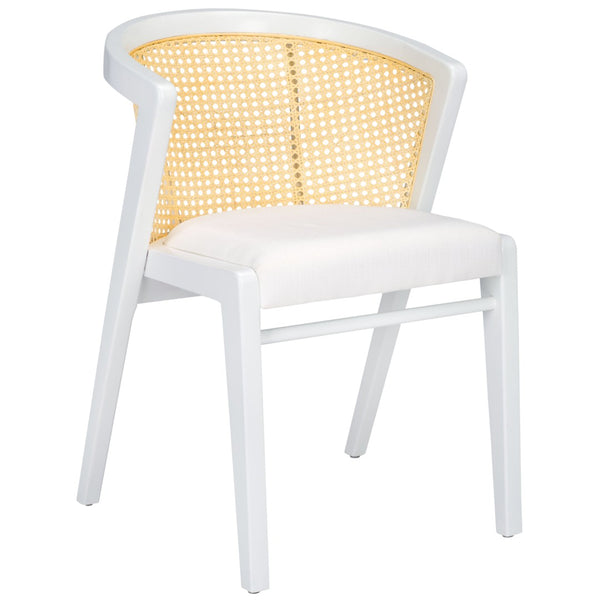 Safavieh Edan Dining Chair - Mid-Century Modern Design With Rattan-Textured Barrel Back For Stylish Comfort White / White DCH1500C