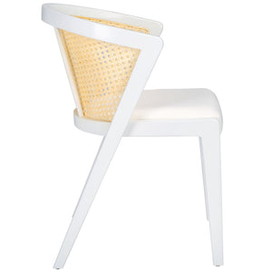 Safavieh Edan Dining Chair - Mid-Century Modern Design With Rattan-Textured Barrel Back For Stylish Comfort White / White DCH1500C