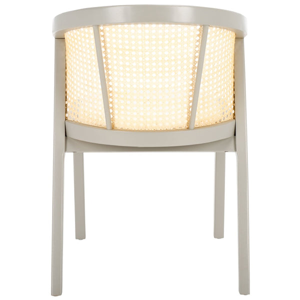 Safavieh Edan Dining Chair - Mid-Century Modern Design With Rattan-Textured Barrel Back For Stylish Comfort Grey / White DCH1500D