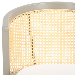 Safavieh Edan Dining Chair - Mid-Century Modern Design With Rattan-Textured Barrel Back For Stylish Comfort Grey / White DCH1500D