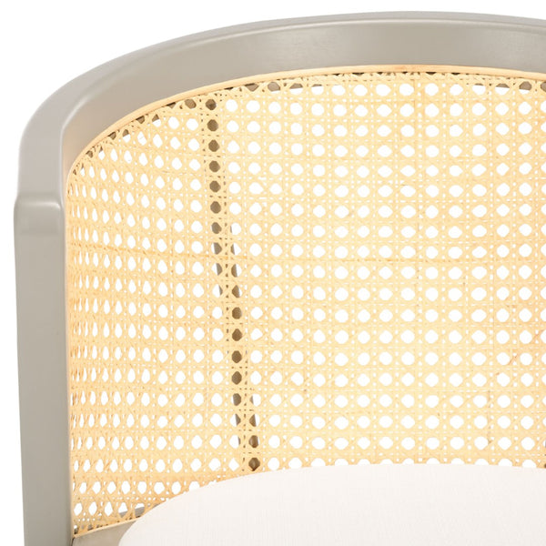 Safavieh Edan Dining Chair - Mid-Century Modern Design With Rattan-Textured Barrel Back For Stylish Comfort Grey / White DCH1500D