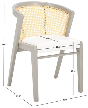 Safavieh Edan Dining Chair - Mid-Century Modern Design With Rattan-Textured Barrel Back For Stylish Comfort Grey / White DCH1500D