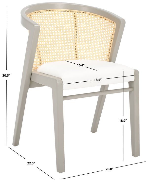 Safavieh Edan Dining Chair - Mid-Century Modern Design With Rattan-Textured Barrel Back For Stylish Comfort Grey / White DCH1500D