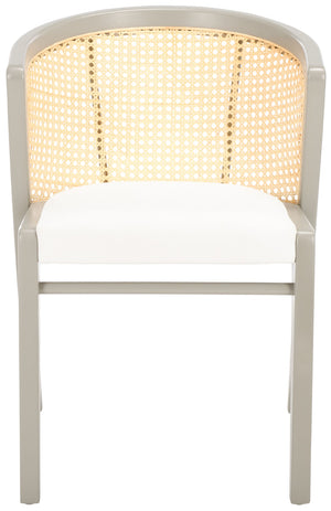 Safavieh Edan Dining Chair - Mid-Century Modern Design With Rattan-Textured Barrel Back For Stylish Comfort Grey / White DCH1500D