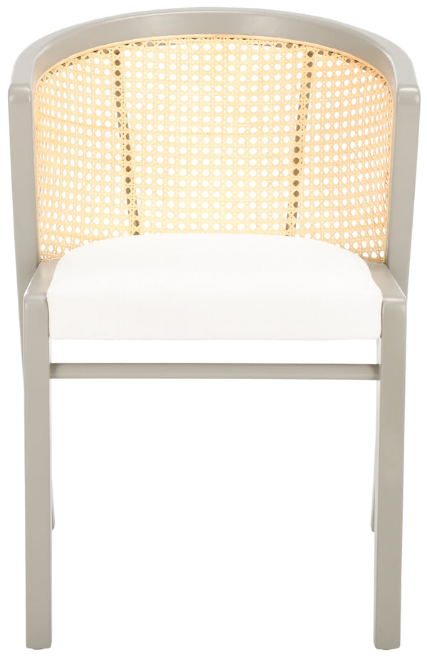 Safavieh Edan Dining Chair - Mid-Century Modern Design With Rattan-Textured Barrel Back For Stylish Comfort Grey / White DCH1500D