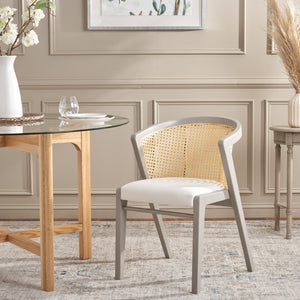Safavieh Edan Dining Chair - Mid-Century Modern Design With Rattan-Textured Barrel Back For Stylish Comfort Grey / White DCH1500D