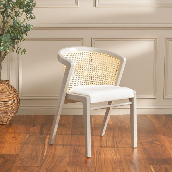 Safavieh Edan Dining Chair - Mid-Century Modern Design With Rattan-Textured Barrel Back For Stylish Comfort Grey / White DCH1500D