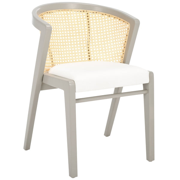 Safavieh Edan Dining Chair - Mid-Century Modern Design With Rattan-Textured Barrel Back For Stylish Comfort Grey / White DCH1500D
