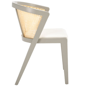 Safavieh Edan Dining Chair - Mid-Century Modern Design With Rattan-Textured Barrel Back For Stylish Comfort Grey / White DCH1500D