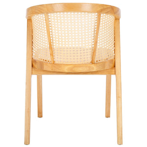Safavieh Edan Dining Chair - Mid-Century Modern Design With Rattan-Textured Barrel Back For Stylish Comfort Natural / Natural DCH1500F