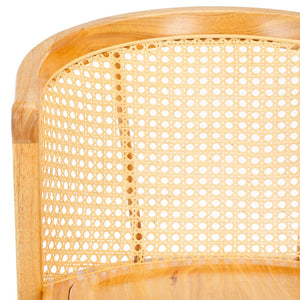 Safavieh Edan Dining Chair - Mid-Century Modern Design With Rattan-Textured Barrel Back For Stylish Comfort Natural / Natural DCH1500F