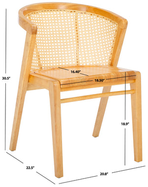 Safavieh Edan Dining Chair - Mid-Century Modern Design With Rattan-Textured Barrel Back For Stylish Comfort Natural / Natural DCH1500F