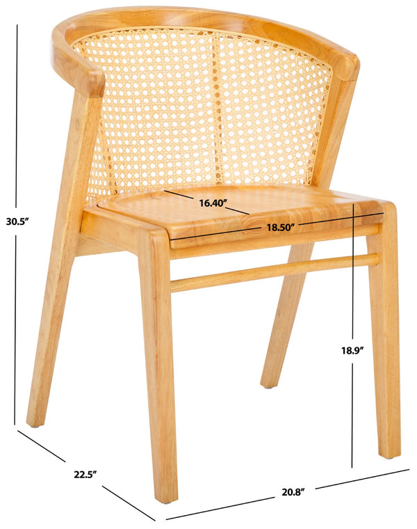 Safavieh Edan Dining Chair - Mid-Century Modern Design With Rattan-Textured Barrel Back For Stylish Comfort Natural / Natural DCH1500F