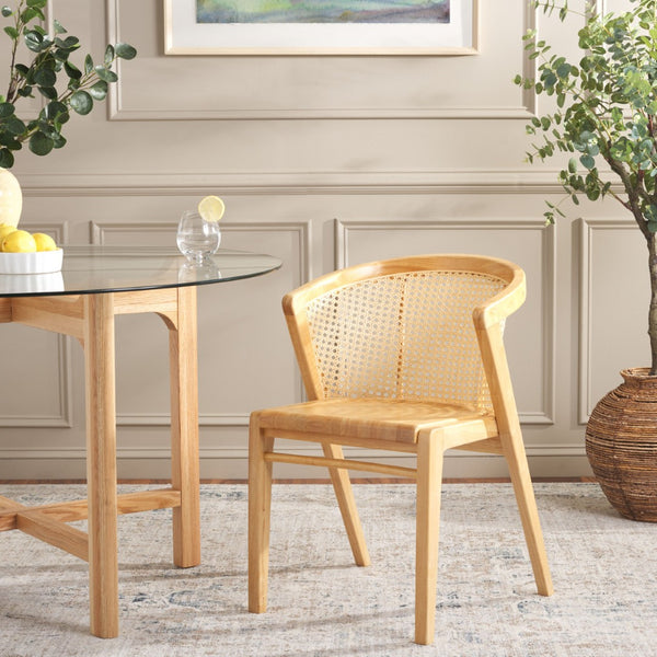 Safavieh Edan Dining Chair - Mid-Century Modern Design With Rattan-Textured Barrel Back For Stylish Comfort Natural / Natural DCH1500F
