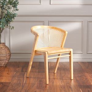 Safavieh Edan Dining Chair - Mid-Century Modern Design With Rattan-Textured Barrel Back For Stylish Comfort Natural / Natural DCH1500F