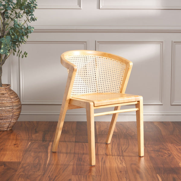 Safavieh Edan Dining Chair - Mid-Century Modern Design With Rattan-Textured Barrel Back For Stylish Comfort Natural / Natural DCH1500F