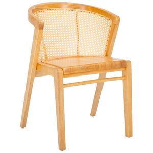 Safavieh Edan Dining Chair - Mid-Century Modern Design With Rattan-Textured Barrel Back For Stylish Comfort Natural / Natural DCH1500F