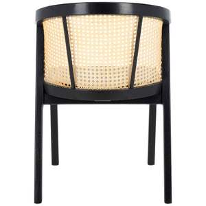 Safavieh Edan Dining Chair - Mid-Century Modern Design With Rattan-Textured Barrel Back For Stylish Comfort Black / Natural DCH1500G