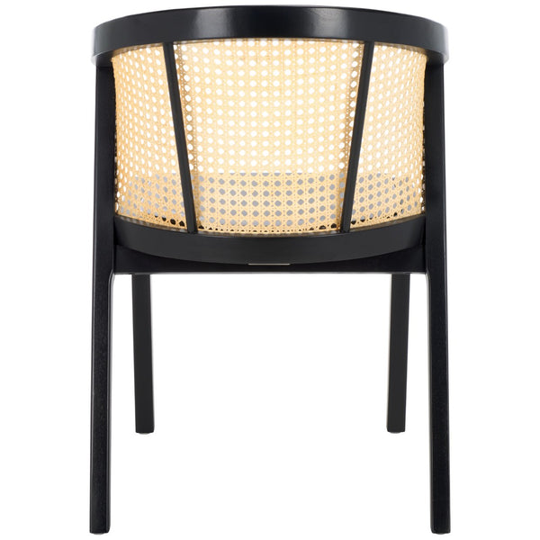 Safavieh Edan Dining Chair - Mid-Century Modern Design With Rattan-Textured Barrel Back For Stylish Comfort Black / Natural DCH1500G
