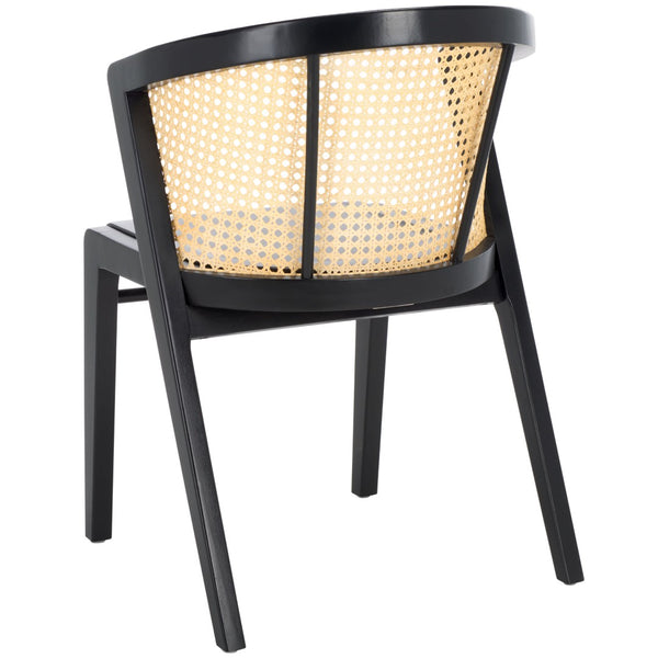 Safavieh Edan Dining Chair - Mid-Century Modern Design With Rattan-Textured Barrel Back For Stylish Comfort Black / Natural DCH1500G