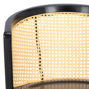 Safavieh Edan Dining Chair - Mid-Century Modern Design With Rattan-Textured Barrel Back For Stylish Comfort Black / Natural DCH1500G