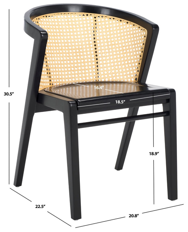 Safavieh Edan Dining Chair - Mid-Century Modern Design With Rattan-Textured Barrel Back For Stylish Comfort Black / Natural DCH1500G