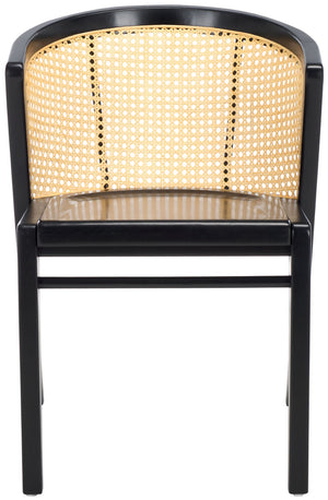 Safavieh Edan Dining Chair - Mid-Century Modern Design With Rattan-Textured Barrel Back For Stylish Comfort Black / Natural DCH1500G