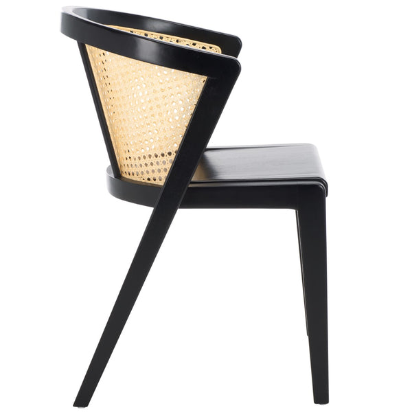 Safavieh Edan Dining Chair - Mid-Century Modern Design With Rattan-Textured Barrel Back For Stylish Comfort Black / Natural DCH1500G