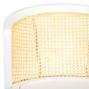 Safavieh Edan Dining Chair - Mid-Century Modern Design With Rattan-Textured Barrel Back For Stylish Comfort White / Natural DCH1500H