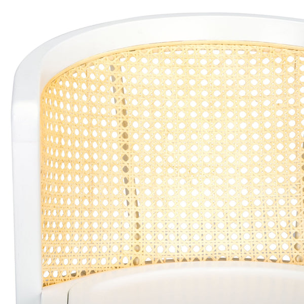 Safavieh Edan Dining Chair - Mid-Century Modern Design With Rattan-Textured Barrel Back For Stylish Comfort White / Natural DCH1500H