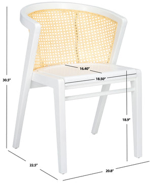 Safavieh Edan Dining Chair - Mid-Century Modern Design With Rattan-Textured Barrel Back For Stylish Comfort White / Natural DCH1500H