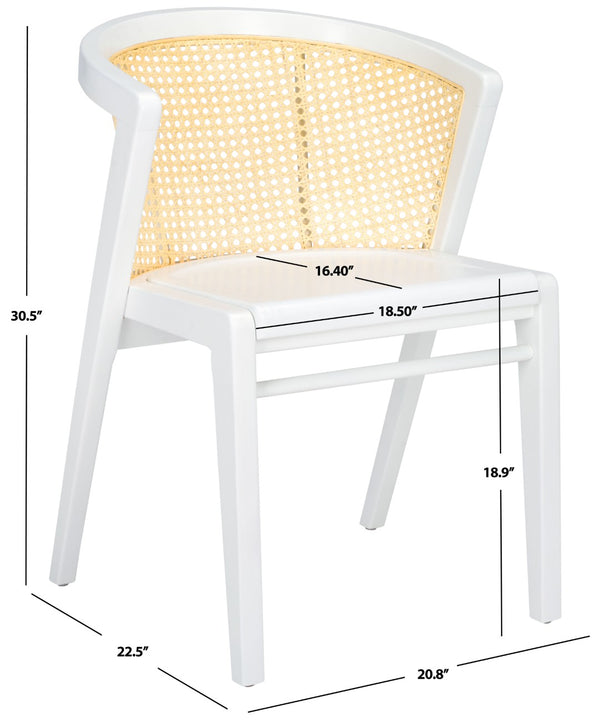 Safavieh Edan Dining Chair - Mid-Century Modern Design With Rattan-Textured Barrel Back For Stylish Comfort White / Natural DCH1500H