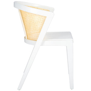 Safavieh Edan Dining Chair - Mid-Century Modern Design With Rattan-Textured Barrel Back For Stylish Comfort White / Natural DCH1500H